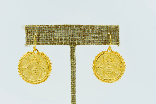 Handcast Gold Bee Earring