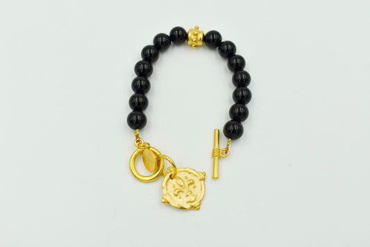 Onyx Fleur De Lis Bracelet