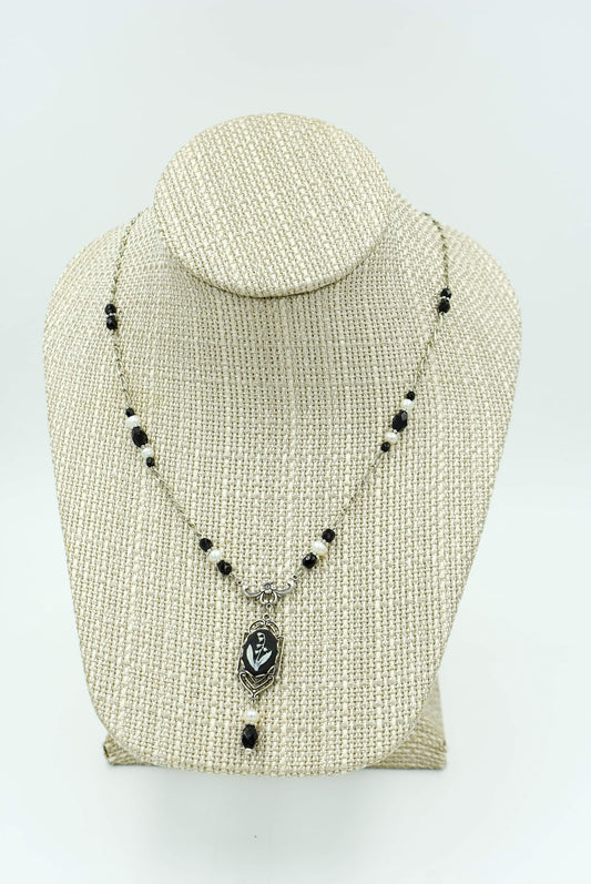 Lily Of The Valley Necklace - Black & Silver