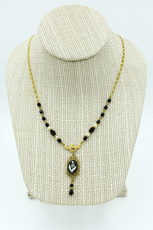 Lily Of The Valley Necklace - Black & Gold