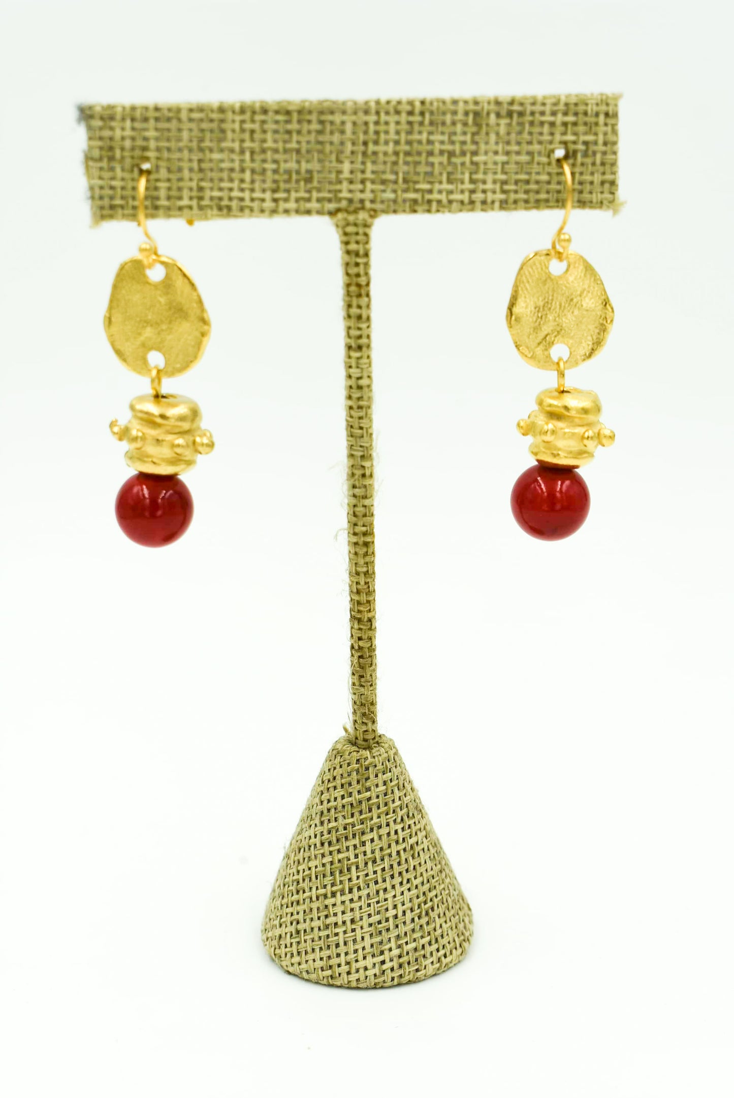 Red Coral Bead Earring