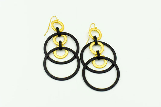 Matte Black & Gold Double Hoop Earring