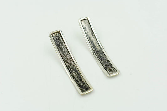 Oxidized Sterling Silver Rectangular Post Earring