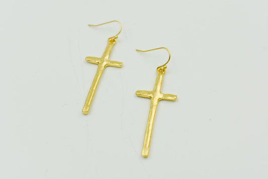 Long Cross Earring - Gold