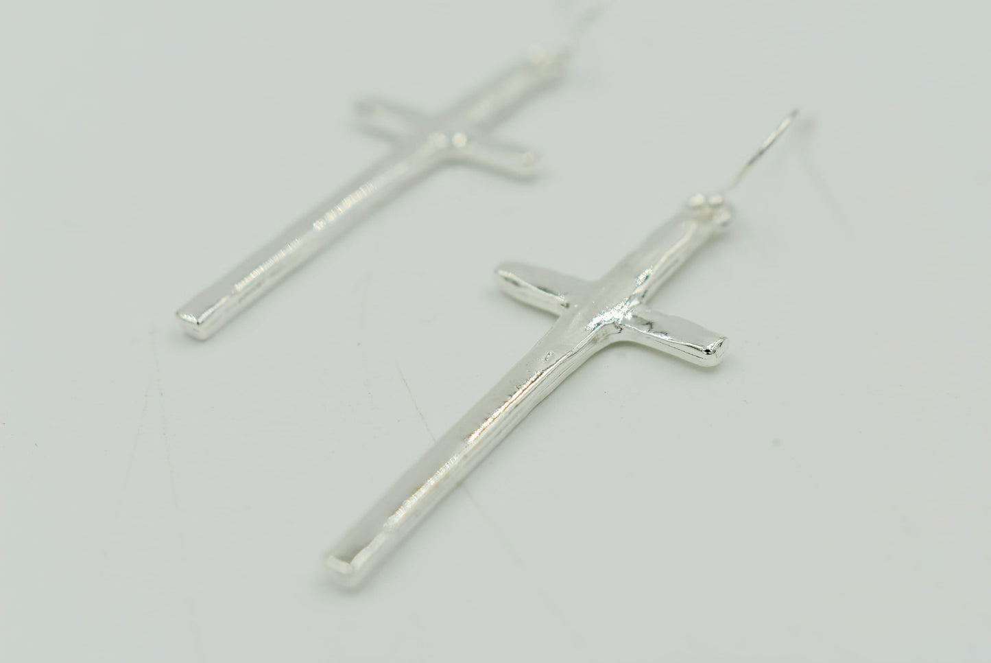 Long Cross Earring - Silver