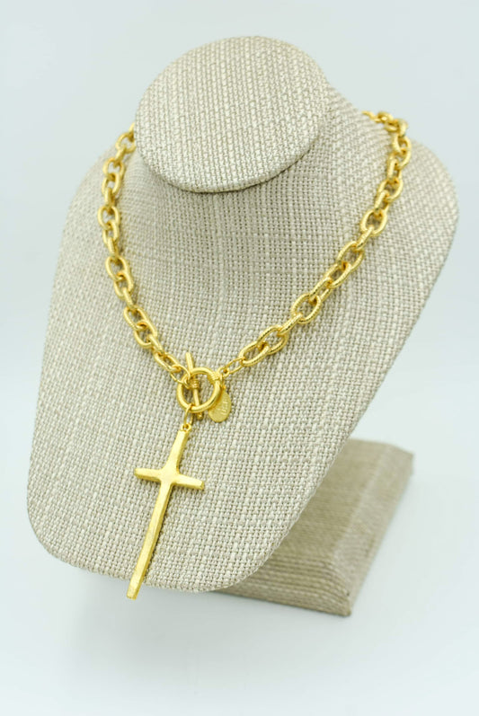 Long Cross Toggle Necklace