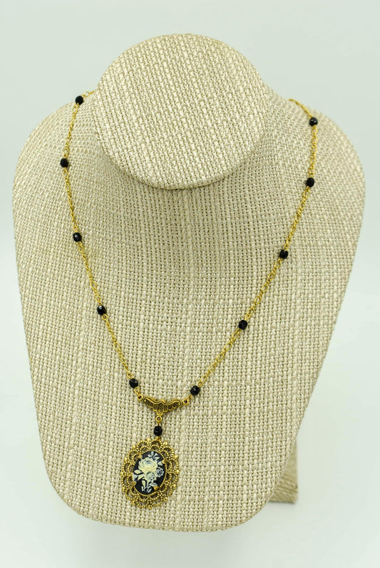 Cameo Flower Necklace